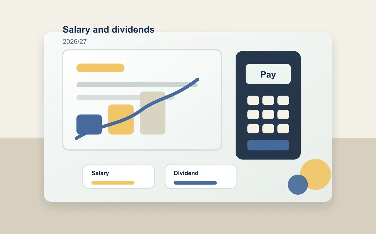 Director pay worksheet comparing salary and dividends.