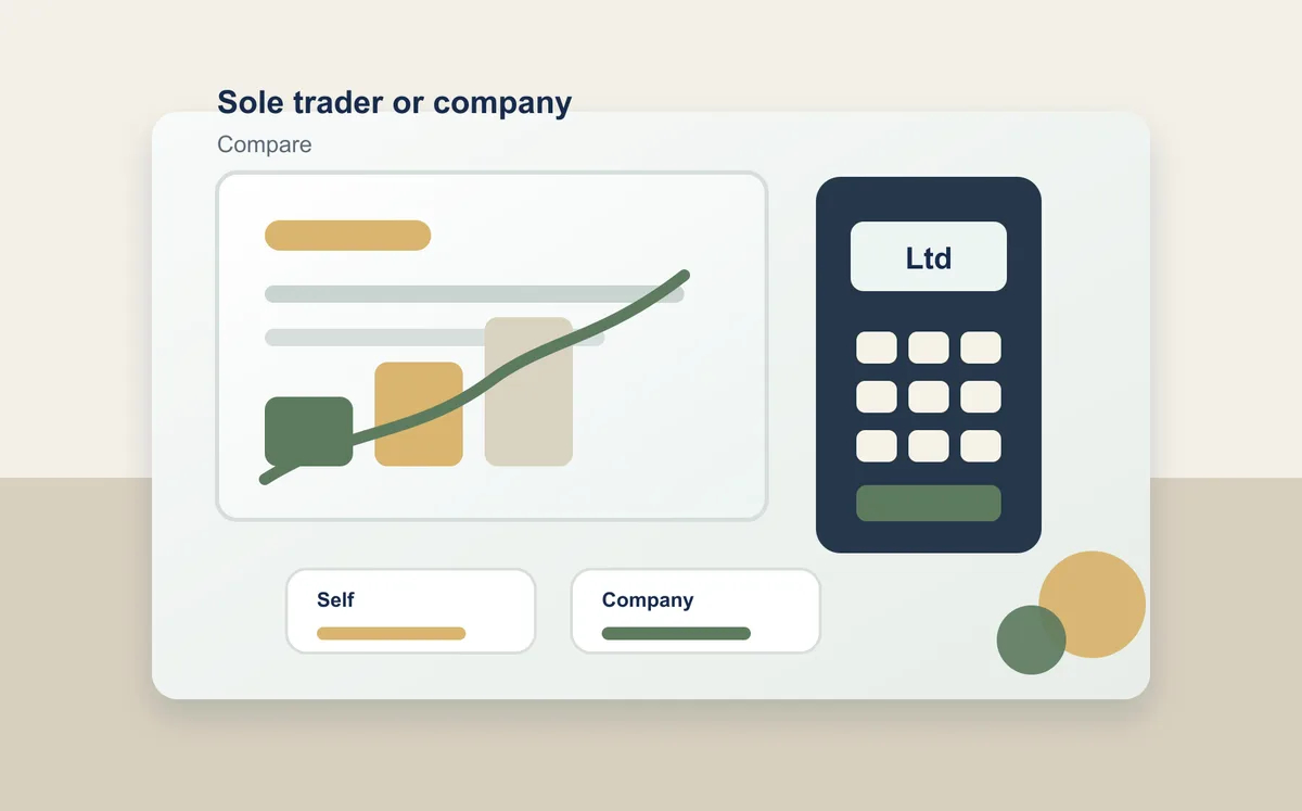 Incorporation comparison worksheet for sole trader and limited company routes.