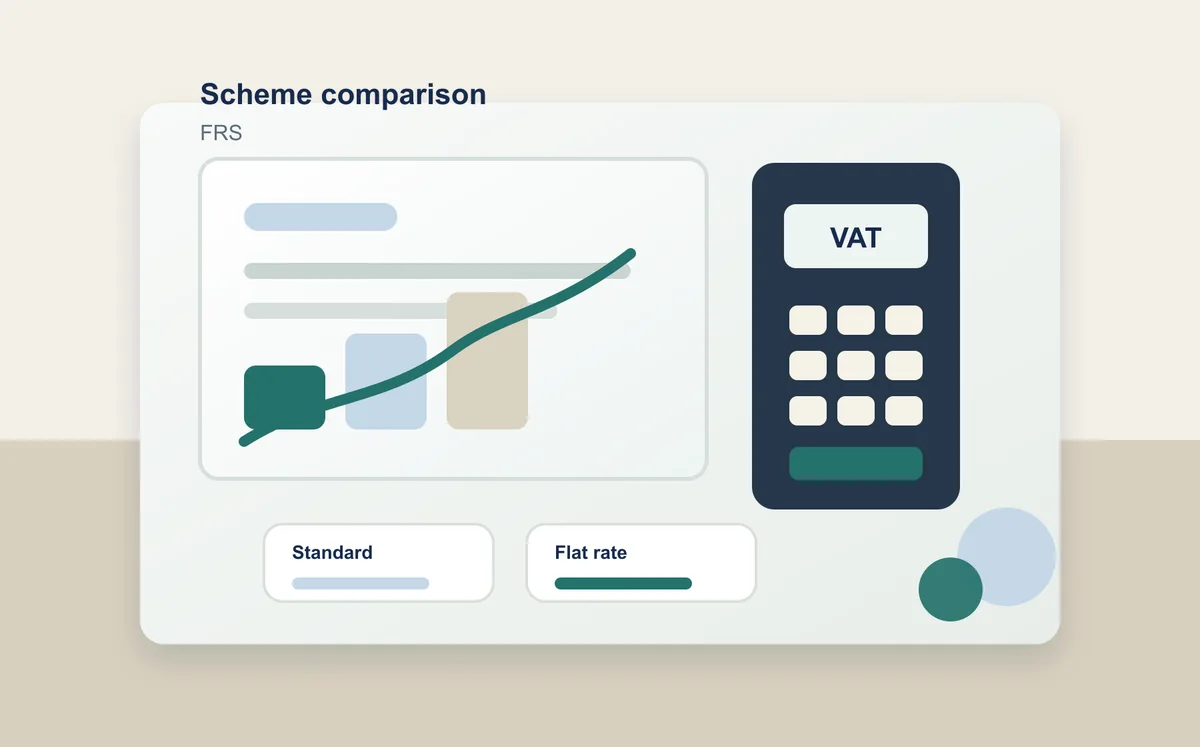VAT scheme comparison worksheet with standard and flat rate options.